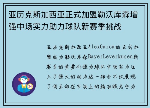 亚历克斯加西亚正式加盟勒沃库森增强中场实力助力球队新赛季挑战